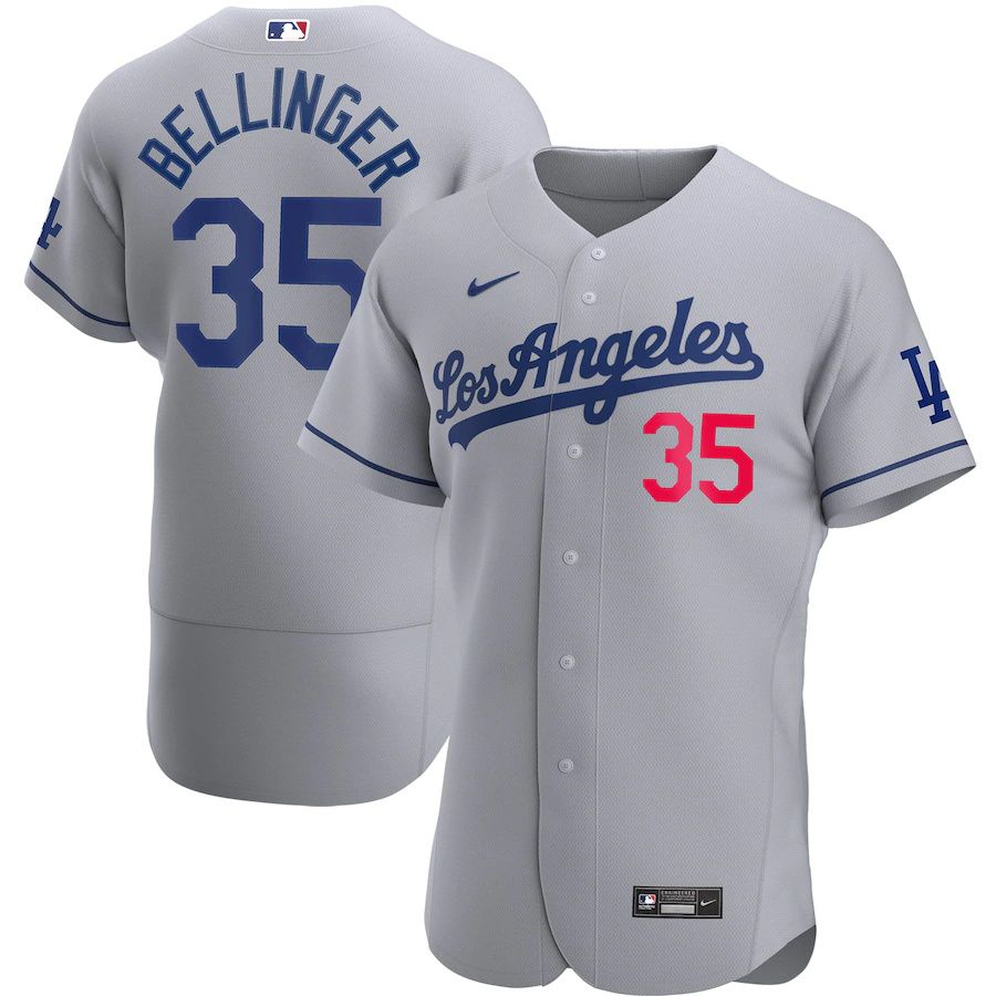 Mens Los Angeles Dodgers #35 Cody Bellinger Nike Gray Road Authentic Player MLB Jerseys->los angeles dodgers->MLB Jersey